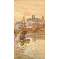  Boats at Low Tide Whitby Harbour, watercolour signed by John Wynn Williams (British fl.1900-1920) 21cm x 12cm  