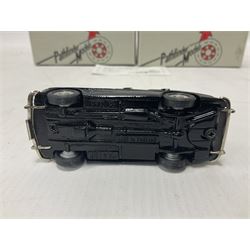Pathfinder Models - two 1:43 scale model cars comprising Riley 1.5 1958 PFM14 with certificate of authenticity no.571/600 and Sunbeam Rapier 1962 PFM15; both in original boxes  
