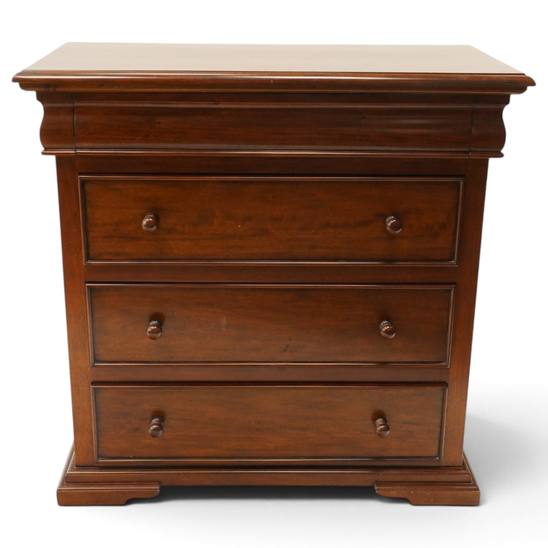 Barker & Stonehouse - 'Grosvenor' contemporary hardwood chest, rectangular top over shaped cushion drawer and three long cock-beaded drawers, on shaped bracket feet