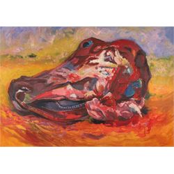 Kenneth Cozens (British 1920-2000): 'Bullock's Head', oil on canvas signed, titled on labe...