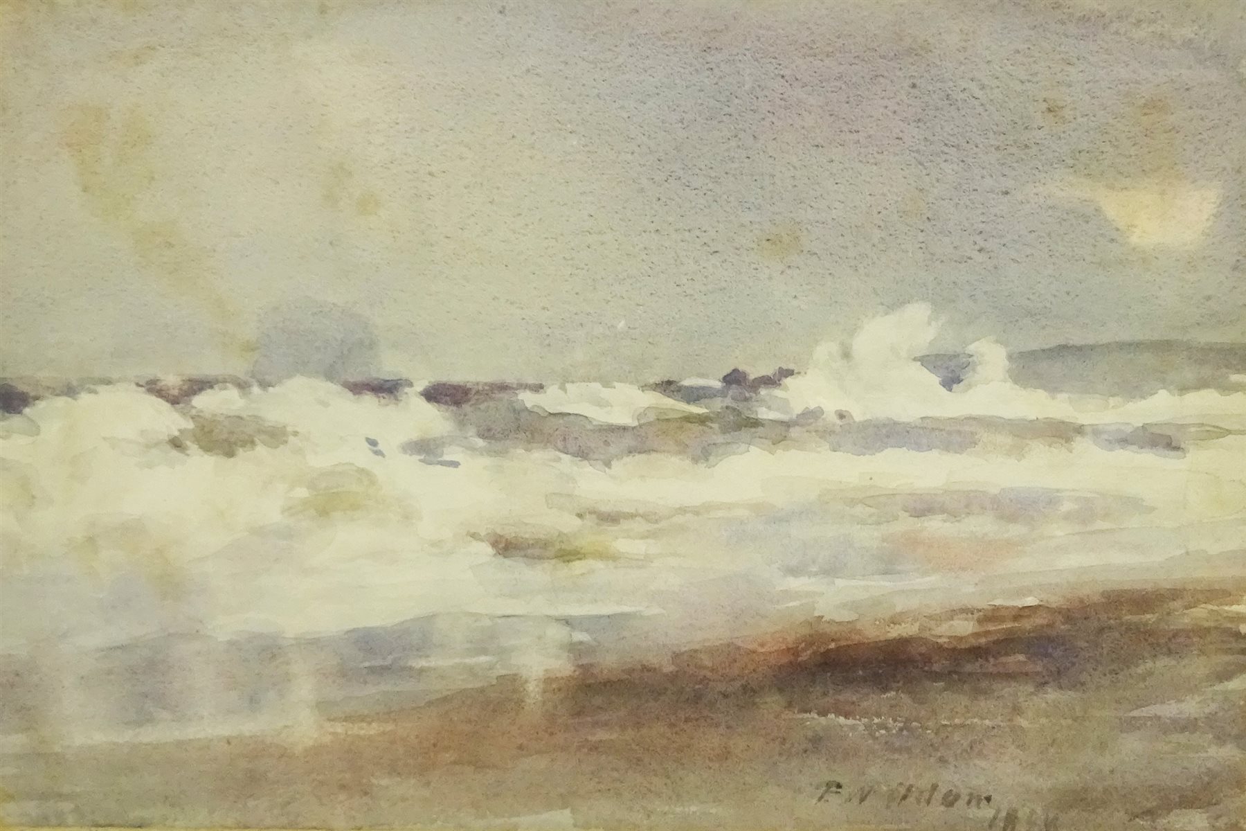  Patrick William Adam RSA (Scottish 1854-1929): The Bass Rock  'A Nor-Easter North Berwick', watercolour signed and dated 1888, titled and inscribed on label verso 25cm x 37cm  
Provenance: private collection; with Doig Wilson & Wheatley, George St. Edinburgh; gifted to Mr& Mrs Esson by Mr & Mrs Adam, April 1903, inscribed verso