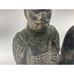 Three Chinese 'Terracotta Warrior' style figures, tallest H22cm