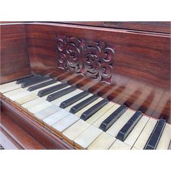 Collard & Collard - early 19th century mahogany square piano, hinged and retractable keyboard cover and lid, turned legs on brass castors