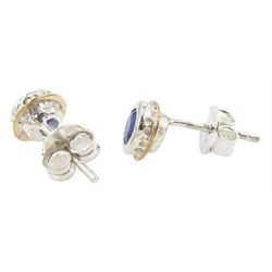 Pair of silver and 14ct gold wire sapphire stud earrings