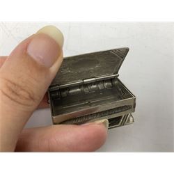 Edwardian silver plated combination vesta case and stamp holder in the form of a book, by CEB & Co, Reg. 387671, L5cm