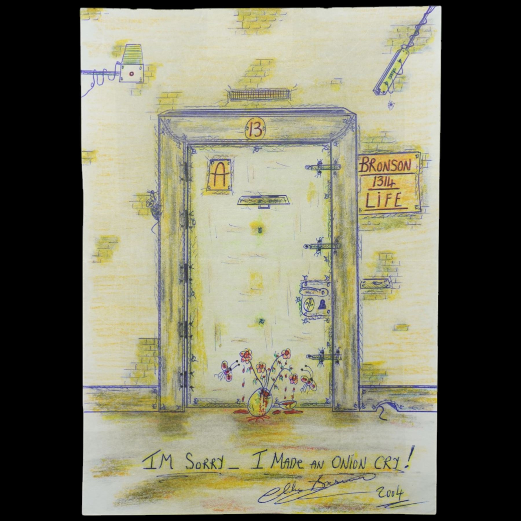 Charles Bronson (Charles Arthur Salvador) (British 1952-): A comprehensive collection of five hundred mixed media works executed between 2000 and 2025. Produced during the artist’s long-term incarceration, the works are primarily in ink, coloured pencil and mixed media on paper. The collection includes multiple formats: A5 (15 works), A4 (308 works), A3 (164 works) and A2 (13 works). Some are signed and dated; a number are executed on the reverse of official prison documents and other repurposed materials, reflecting the limited availability of art materials within the prison environment. This collection represents the largest body of the artist’s work to be offered as a single lot and has not previously been available on the market. (500) (unframed)

Notes: Dated examples span the period from 2000 to 2025, with the greatest concentration produced between 2012 and 2019 and including a group of recent large-scale works from the final years of the period; approximately twenty percent are undated.