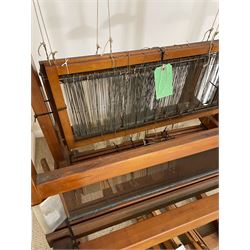20th century hardwood floor loom with accessories, H162cm x W76cm