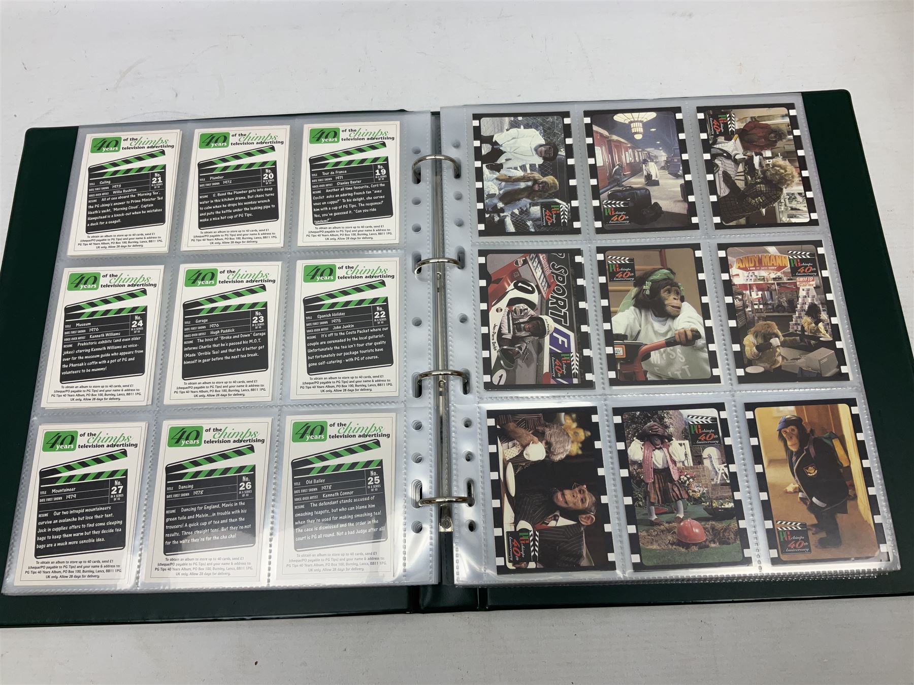 Quantity of trade cards, housed in ring binder albums and loose, including Twinnings, Lyons, PG Tips, Hornimans, Ty-Phoo etc and various unused official paper albums, in two boxes