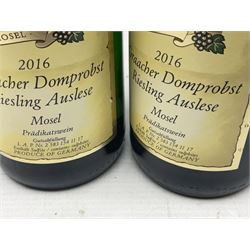 Willi Schaefer, 2016, Graacher Domprobst Riesling Auslese, 750ml, 7.5% vol, two bottles, and Fritz Haag, 2014, Brauneberger Juffer Sonnenuhr, 750ml, 7.5% vol, two bottles 