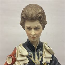 Capodimonte figure, modelled as HRH Queen Elizabeth II, with impressed mark to base, H38cm