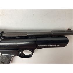 Webley Hurricane .22 air pistol with over lever action and thumb safety L27cm; Webley Premier .22 air pistol with over lever action No.816; part Diana model 2 air pistol; and quantity of .22 pellets in three tins