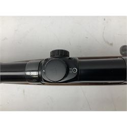 30-06 Steyr-Mannlicher Model M bolt-action rifle, the 61cm hammer forged barrel with side safety, double set trigger and lift-out rotary magazine, walnut stock with chequered pistol grip and fore-end and additional soft leather cheek piece, Pecar Berlin Champion 8 x 45 telescopic sight with quick release mounts, serial no.204791 L111cm FIREARMS CERTIFICATE REQUIRED OR RFD