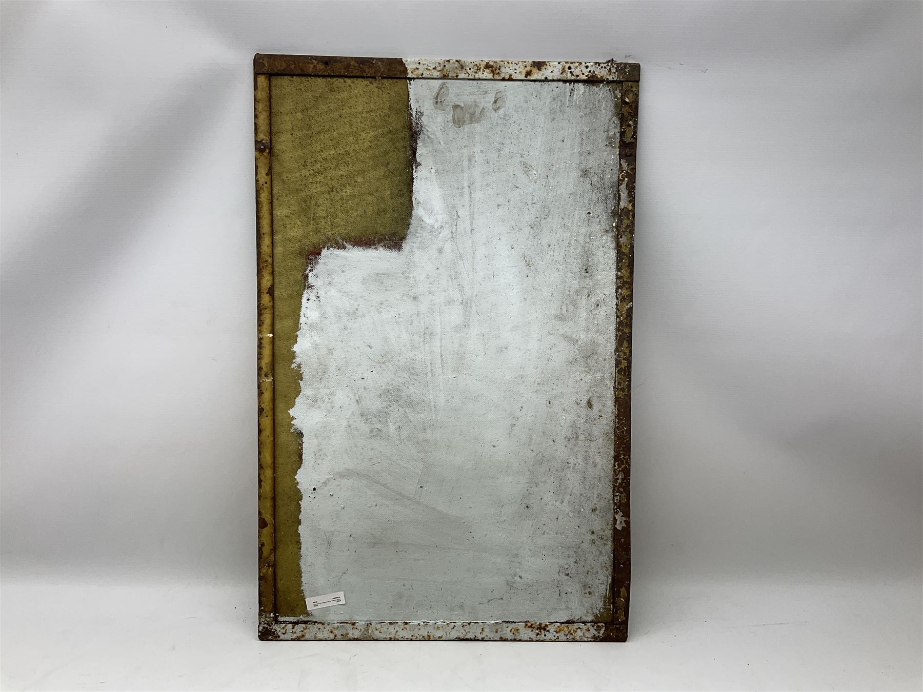 Enamel street advertising sign for The Manchester Guardian, with black lettering on yellow ground, H79cm W52cm