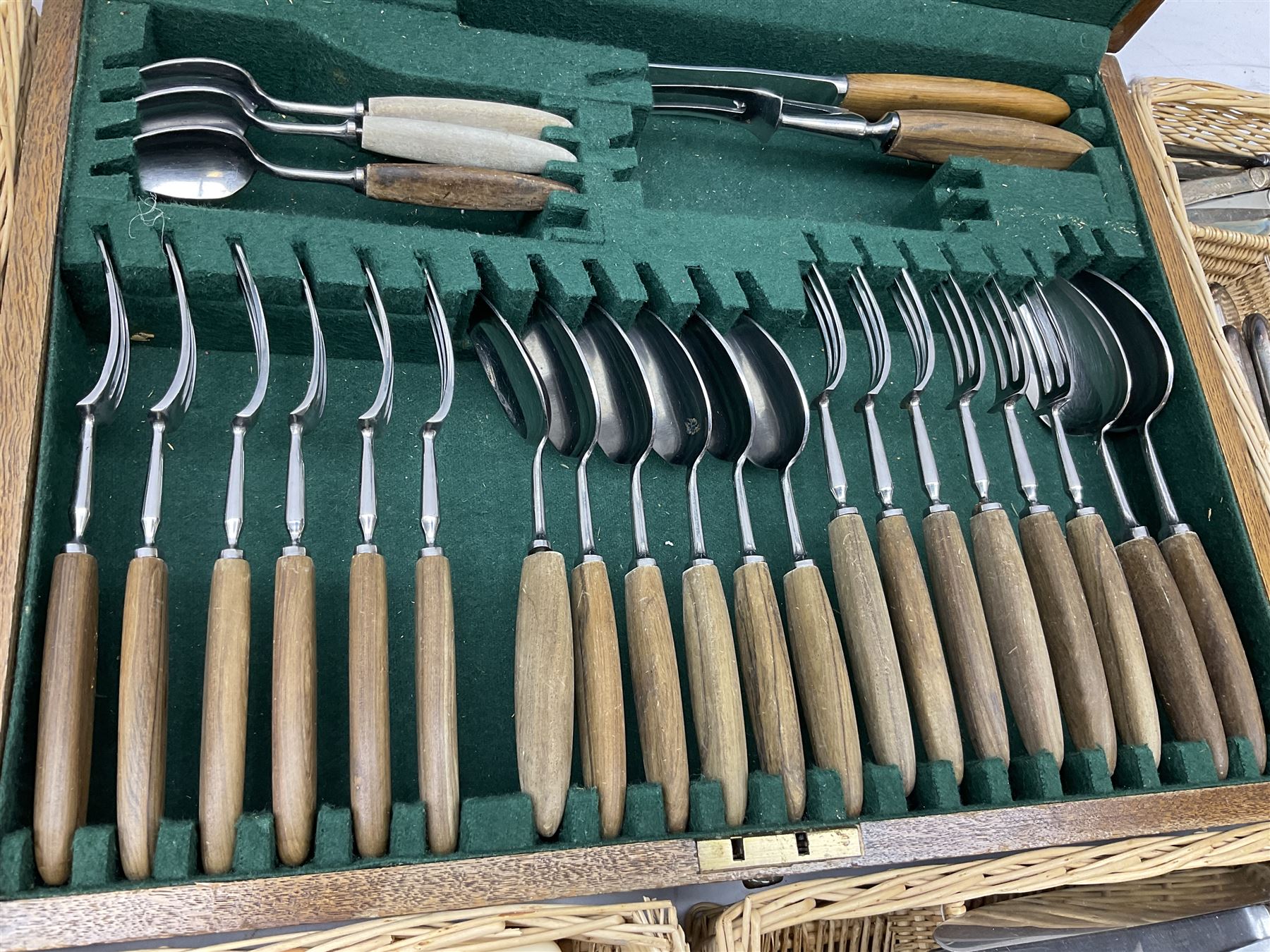 20th century Joseph Elliot & Sons cased canteen of cutlery together with other cutlery to include silver-plate examples