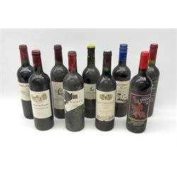 Wine including Chateau Haut-Colombier 2001, 13.5%vol, 75cl, Premieres Cotes De Bordeaux 1998, 12%vol, 75cl, Chateau De Fonbel 2006, 13%vol, 750ml etc, various contents and proofs (9)
