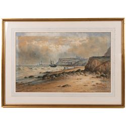 John Francis Branegan (British 1843-1909): 'Whitby from the Battery', watercolour signed and titled 33cm x 51cm