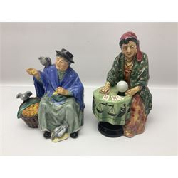 Four Royal Doulton figures, comprising Fortune Teller HN2159, Tuppence a Bag HN2320, A Good Catch HN2258 and The Lobster Man HN2317