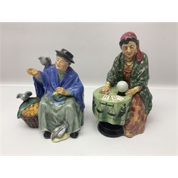 Four Royal Doulton figures, comprising Fortune Teller HN2159, Tuppence a Bag HN2320, A Good Catch HN2258 and The Lobster Man HN2317