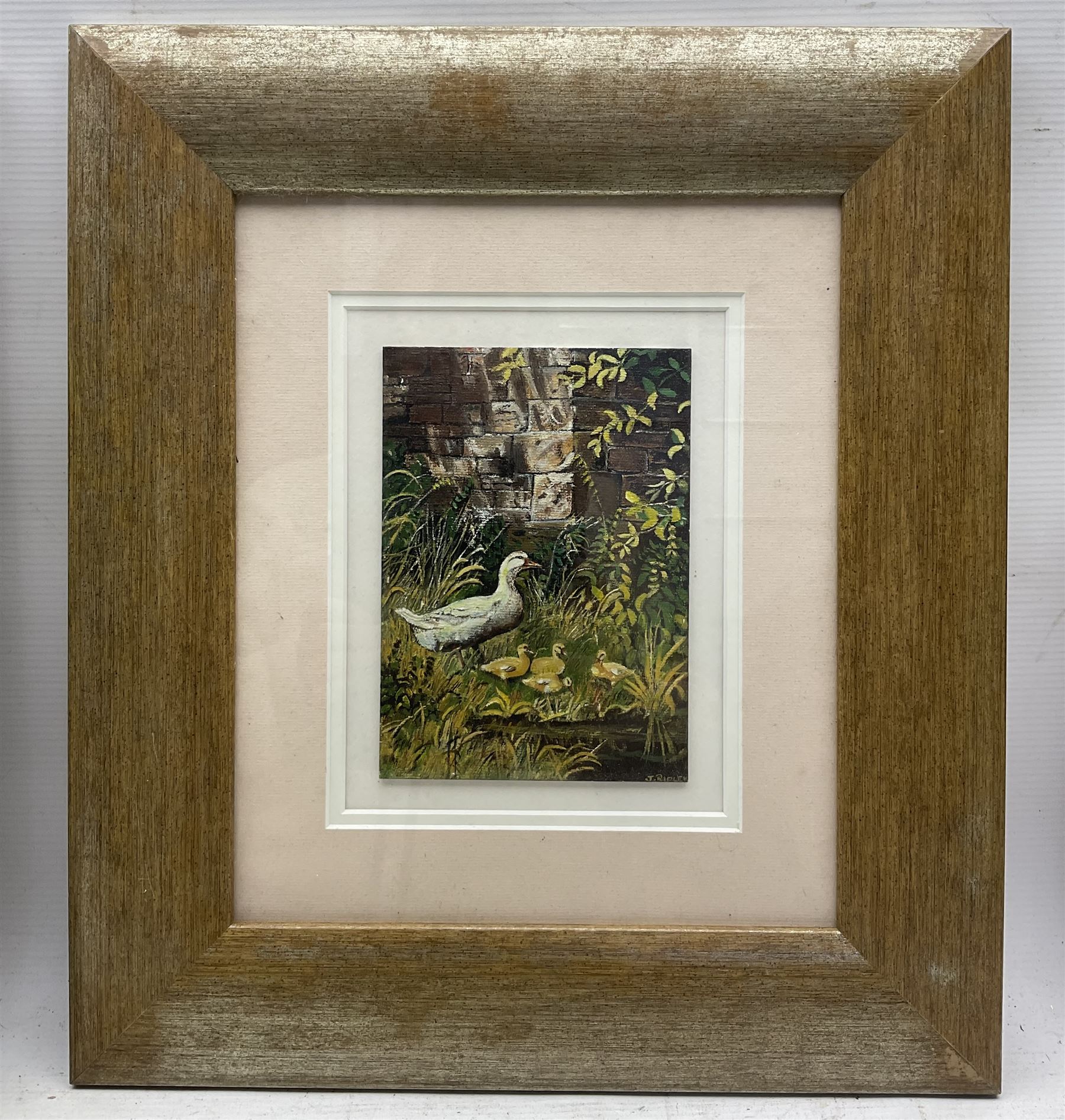 Jack Ridley (British 20th Century): Goose and Goslings and Cockrel in the Farmyard, two oils on board signed 17cm x 12cm (2)
