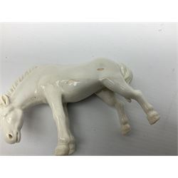 Portmeirion Malachite pattern jar and cover designed by Susan Williams-Ellis, together with a eight Viennese white glazed porcelain figures, modelled as horses in various poses, in one box 