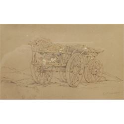 Edward Duncan RWS (British 1803-1882): The Farm Wagon, pen and watercolour signed 11cm x 17cm