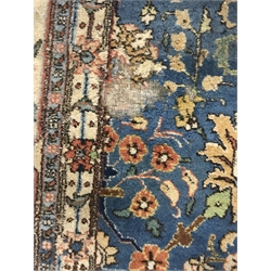  Large Persian style blue ground rug, repeating border, 450cm x 354cm  