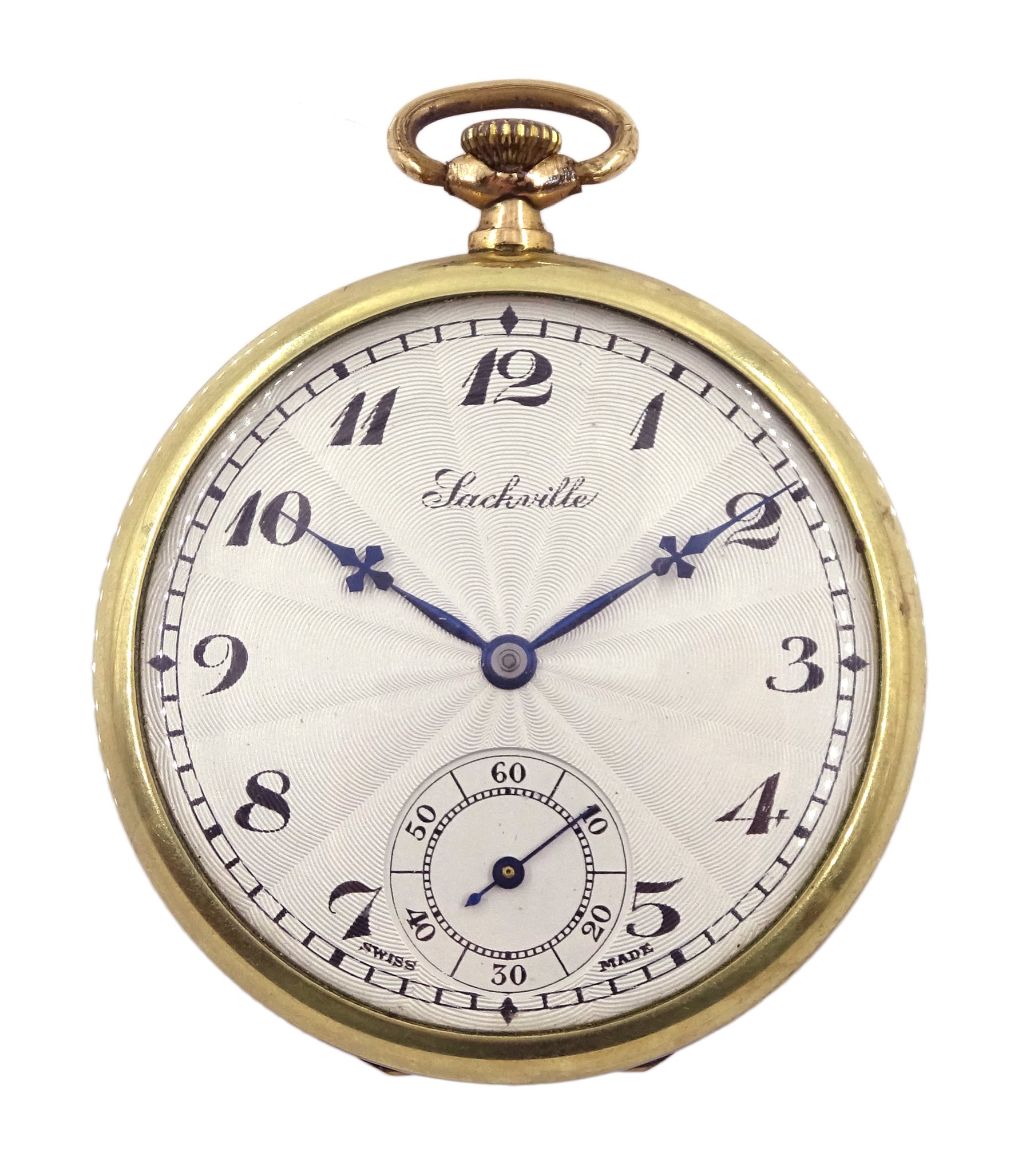 Swiss gold-plated pocket watch, top wind by Sackville