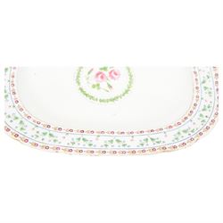 19th century serving platter, hand painted with floral sprig to the centre with floral and foliate borders, possibly Nantgarw, W48.5cm