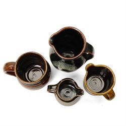 Collection of studio pottery, artists to include David Pritchard, Diana Worthy and others, in mottled brown glazes (10)