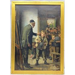 Herbert William Weekes (British 1841-1914): The School Room, oil on canvas signed and dated 1875, 86cm x 60cm