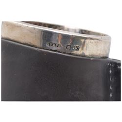 Late Victorian Doulton Lambeth silver mounted jug modelled as a leather jack H20cm London 1898 Maker Cornelius Desormeaux Saunders and James Francis Hollings Shepherd