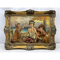 Nino Salvadori (Italian 1918-?): Young Fisherboys, oil on canvas signed 49cm x 69cm