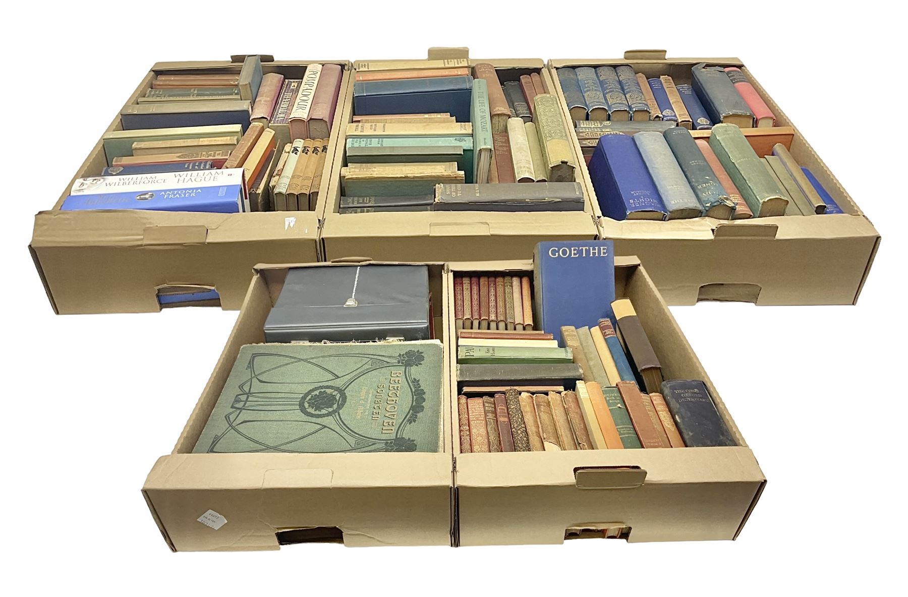 Large collection books, to include The Grapes of Wrath, John Steinbeck, Nine volumes Thomas Hardy, Pan, Knut Hamwsum etc, in five boxes   