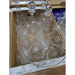 Large collection of glassware, including two ship decanters, Edinburgh crystal, Royal Doulton, red glass, etc in six boxes 