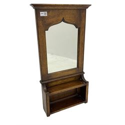 Traditional oak hall mirror, with key hooks