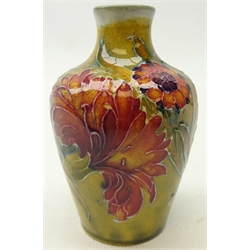 Moorcroft 'Spanish' pattern miniature vase, circa 1913 - 1916, with painted green signature and impressed 'Moorcroft Burslem' no.30, H9cm  