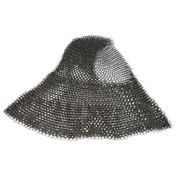 Selection of reenactment related items, including Archers sword, helmet and shield, with another helmet and chain mail 