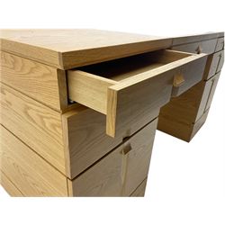 Marks and Spencer Home - light oak office desk, fitted with drawers, inset writing surface with hinged compartment