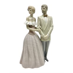 Lladro figure, An Evening Out, modelled as a man and women in evening dress, no 5540, year issued 1988, year retired 1991, H32cm