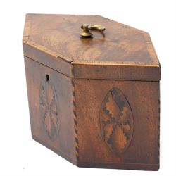Late 18th Century inlaid mahogany hexagonal tea caddy, W19cm 