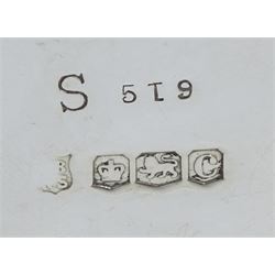 Raich Carter - presentation hallmarked silver two-handled tray of rounded oblong form with gadrooned rim by Wilson & Gill, 139 Regent Street, London, inscribed to the centre 'Presented to Mr. & Mrs. Raich Carter by the Lord Mayor of the City and County of Kingston-upon-Hull Alderman R.E. Smith J.P. on May 30th 1952on behalf of the many Admirers who subscribed to The Lord Mayor's Testimonial Fund in recognition of Raich Carter's genius as a footballer and his services to the City', London 1937 82oz L61cm; together with a hallmarked silver four-piece tea and coffee set by Cooper Bros. & Sons Ltd, the teapot of London shape with ebonised handle and knop, each piece engraved with an initial 'C', Sheffield 1920  60.5oz, teapot L29.5cm