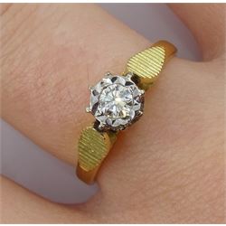 18ct gold single stone illusion set diamond ring, hallmarked