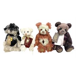 Four Charlie Bears, comprising two limited edition examples, Tibbles SJ5359, 318/450, and Captain Puddle Maker 337/1200, both designed by Isabelle Lee, both with tags, Doc CB165117, designed by Alison Mills, with tags, and Little Trooper, designed by Isabelle Lee, lacking tags, 
