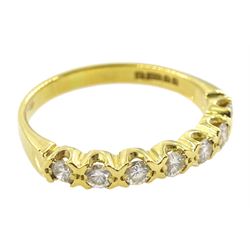 18ct gold seven stone round brilliant cut diamond ring, London 1981