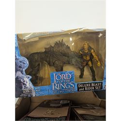 Lord of the Rings action figures, including Toy Biz Gimli, Ring Wraith, Frodo, Treebeard, Deluxe Beast and Rider set, etc and Eaglemoss collectors models, some with magazines, in two boxes