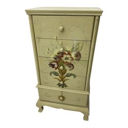 Painted five drawer pedestal chest