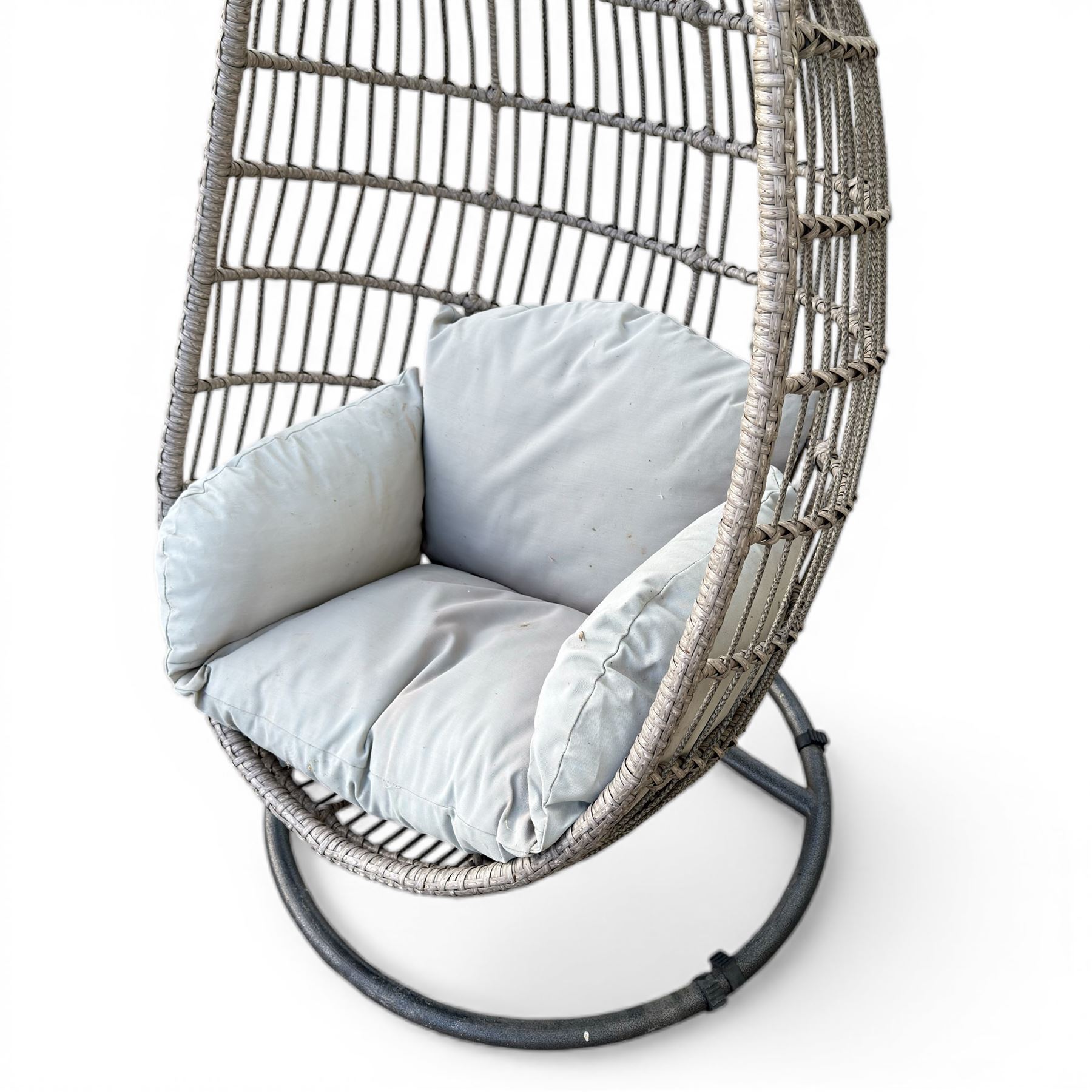 Pair Basket hanging garden chairs with one cushion