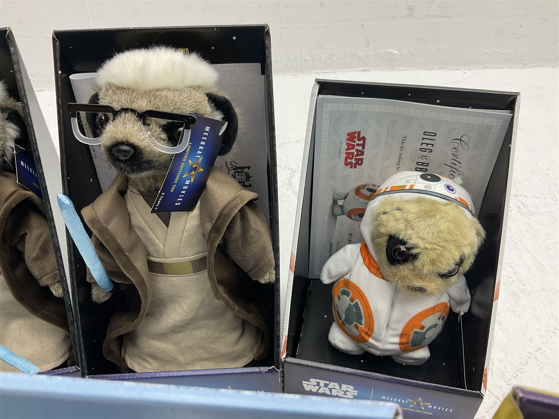 Eight limited edition Compare The Meerkat stuffed meerkats, to include Frozen, Beauty and the Beast and Star Wars
