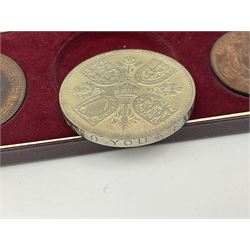 Queen Elizabeth II 1953 ten coin set, housed in The Royal Mint case