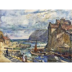 Rowland Henry Hill (Staithes Group 1873-1952): Staithes Beck, watercolour signed and dated 1928, 26cm x 36cm
